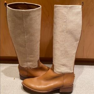 Tory Burch riding boots canvas leather 8.5